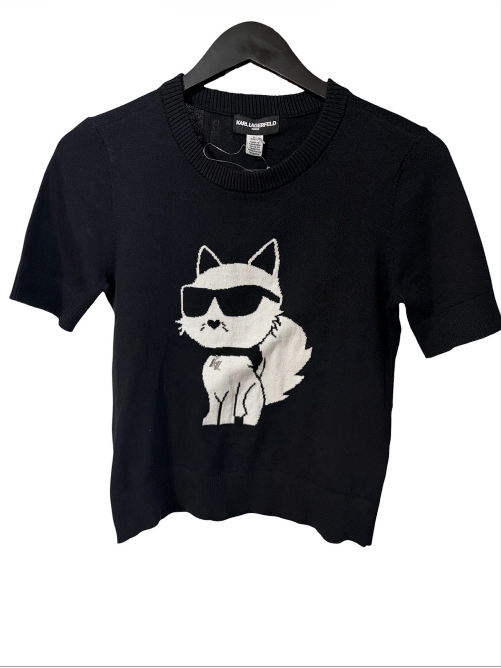 Karl Lagerfeld Kids Black Tee with White Sunglasses Fox Graphic